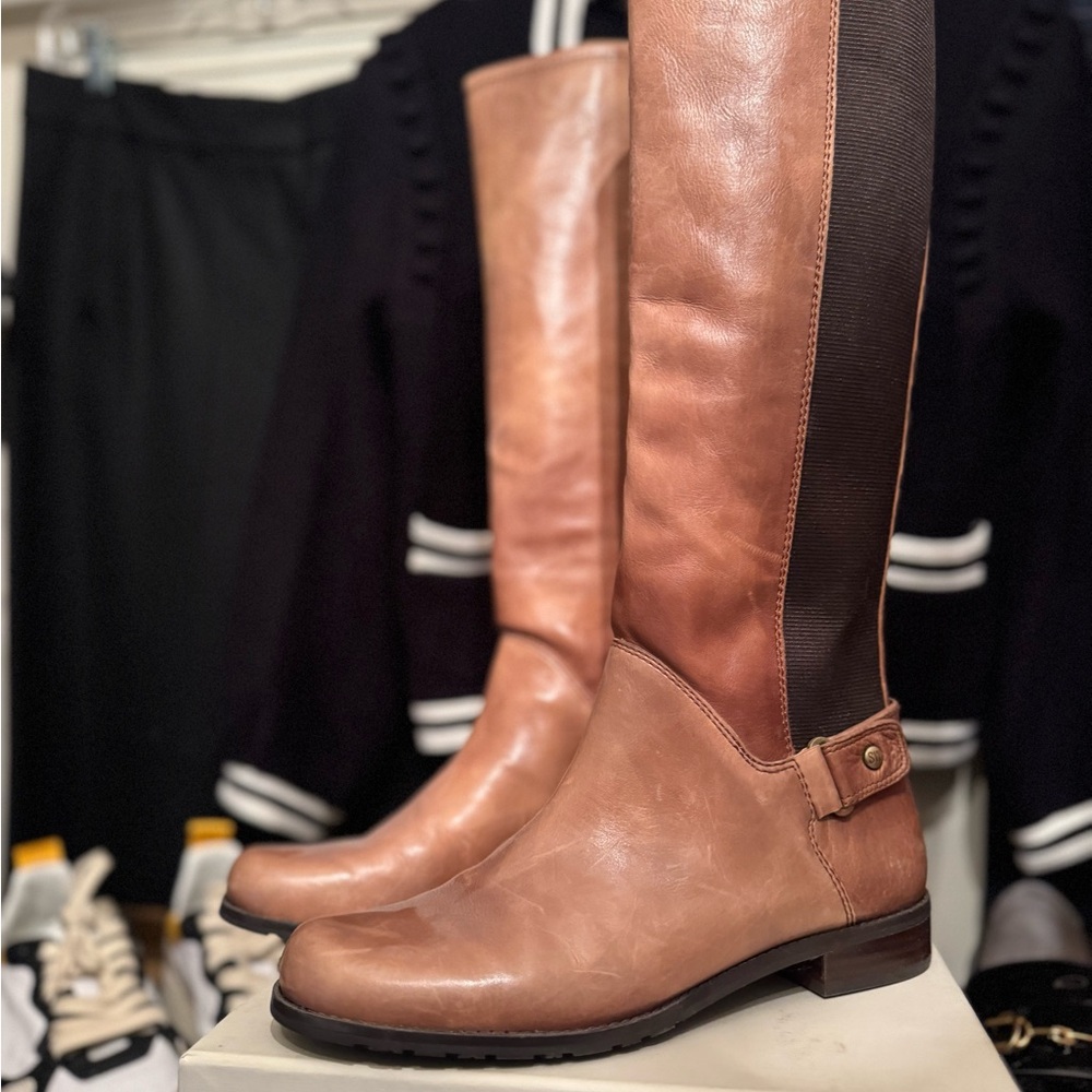 Stuart Weitzman Tan and Brown stretch calf boots new